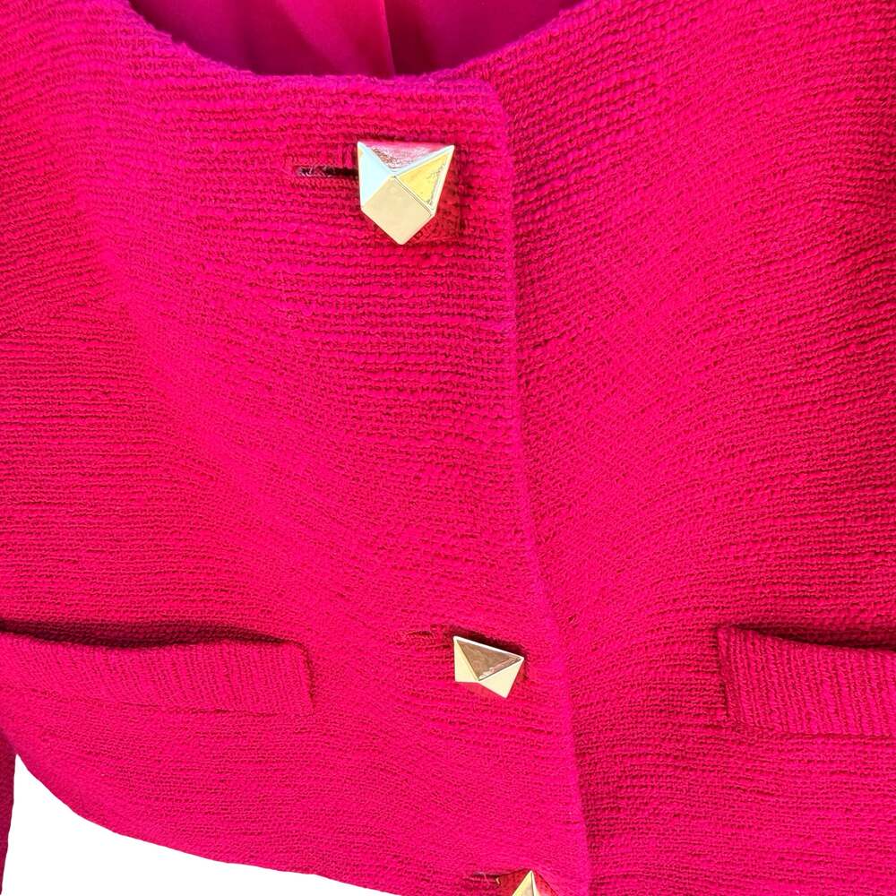 Express Hot Pink Textured Cropped Blazer Jacket Size L - Picture 7 of 7